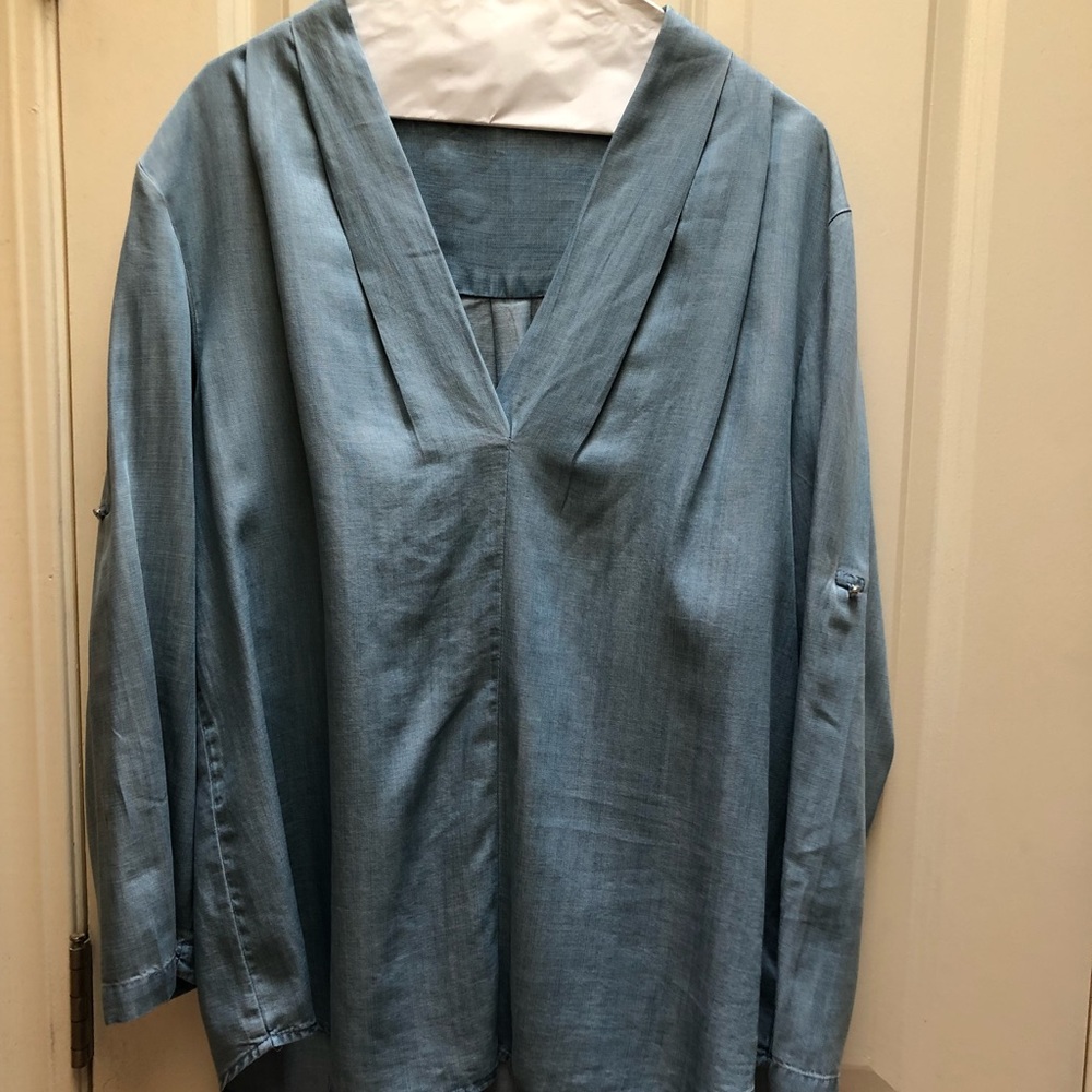 Denim 3/4 sleeve blouse